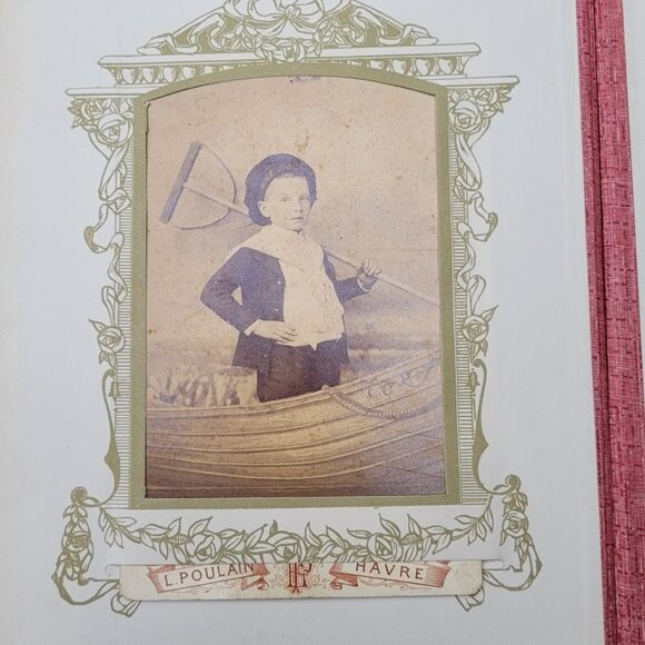 Antique FRENCH 1800s 1900s Photo Album Victorian Velvet Embossed WITH Pictures - Picture 9 of 16